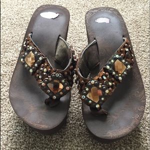 Justin Flip Flops - Leopard print